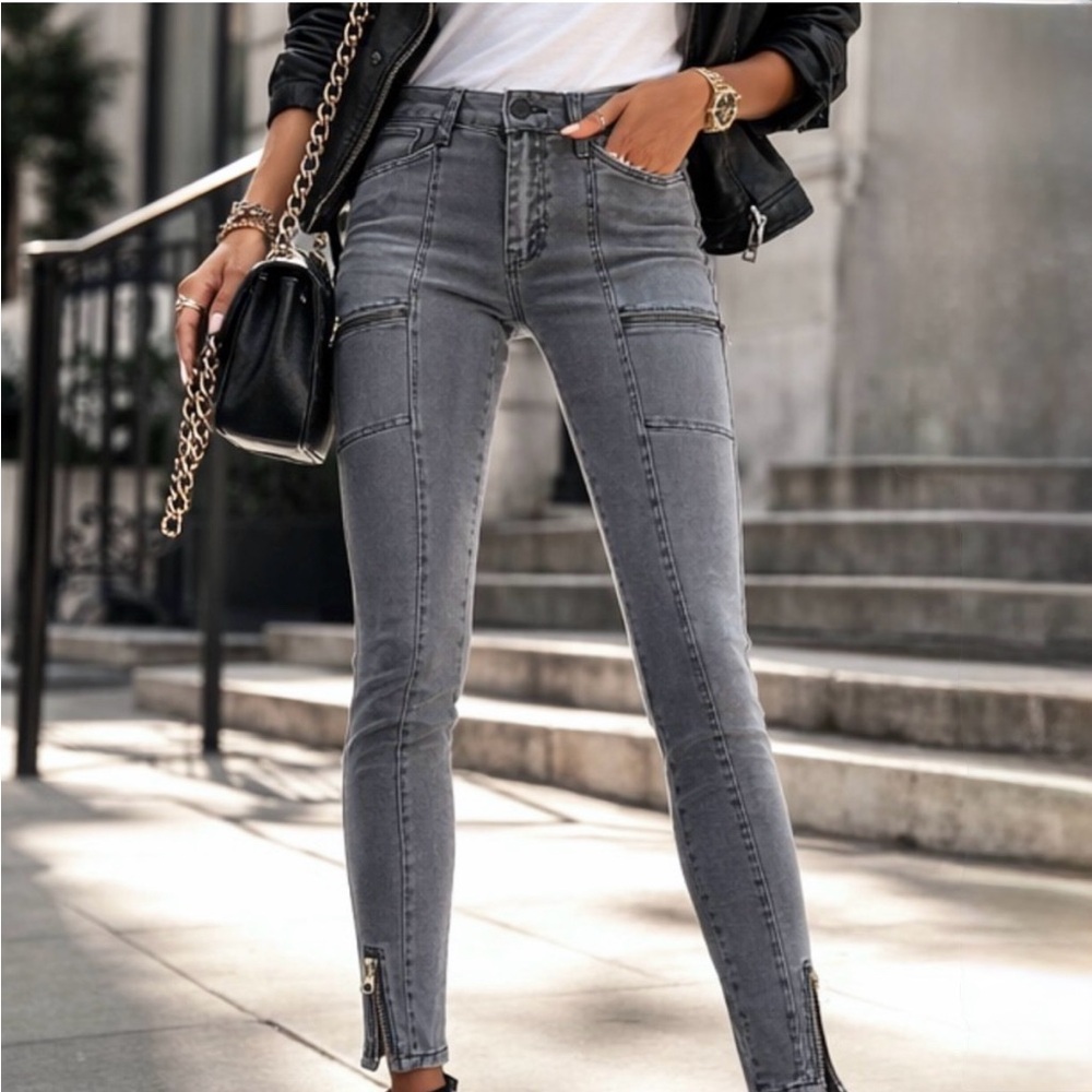 White House Black Market Gray “The Skinny Ankle” Jeans- mid rise